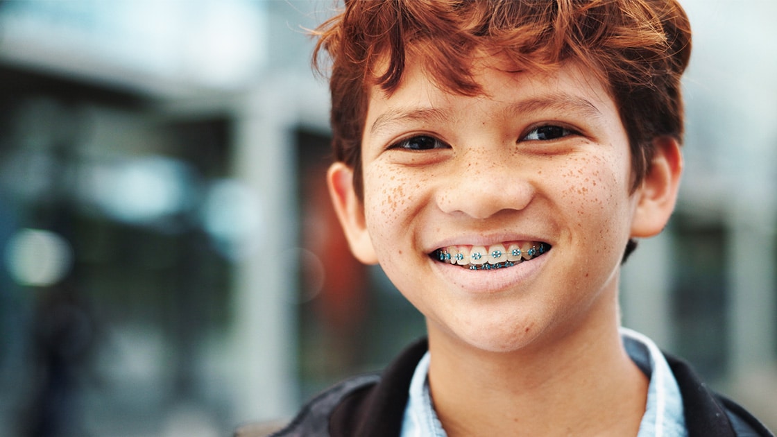 Young boy with braces