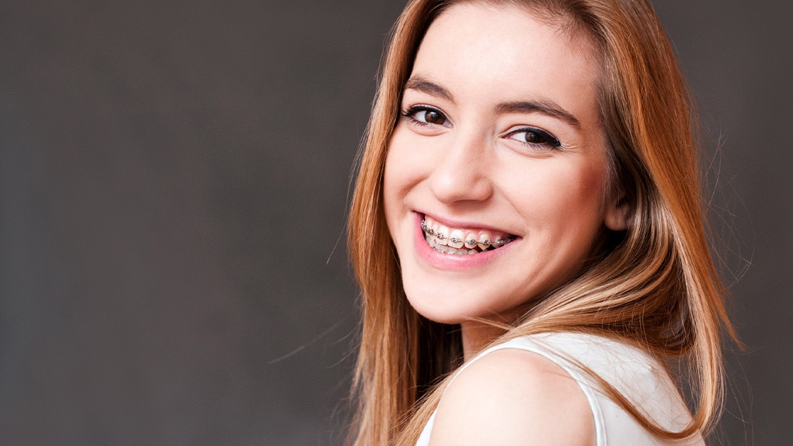 Young girl with braces